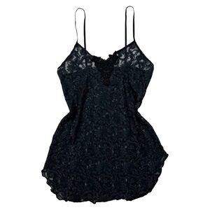 Vintage Black Lace Mini Slip Dress